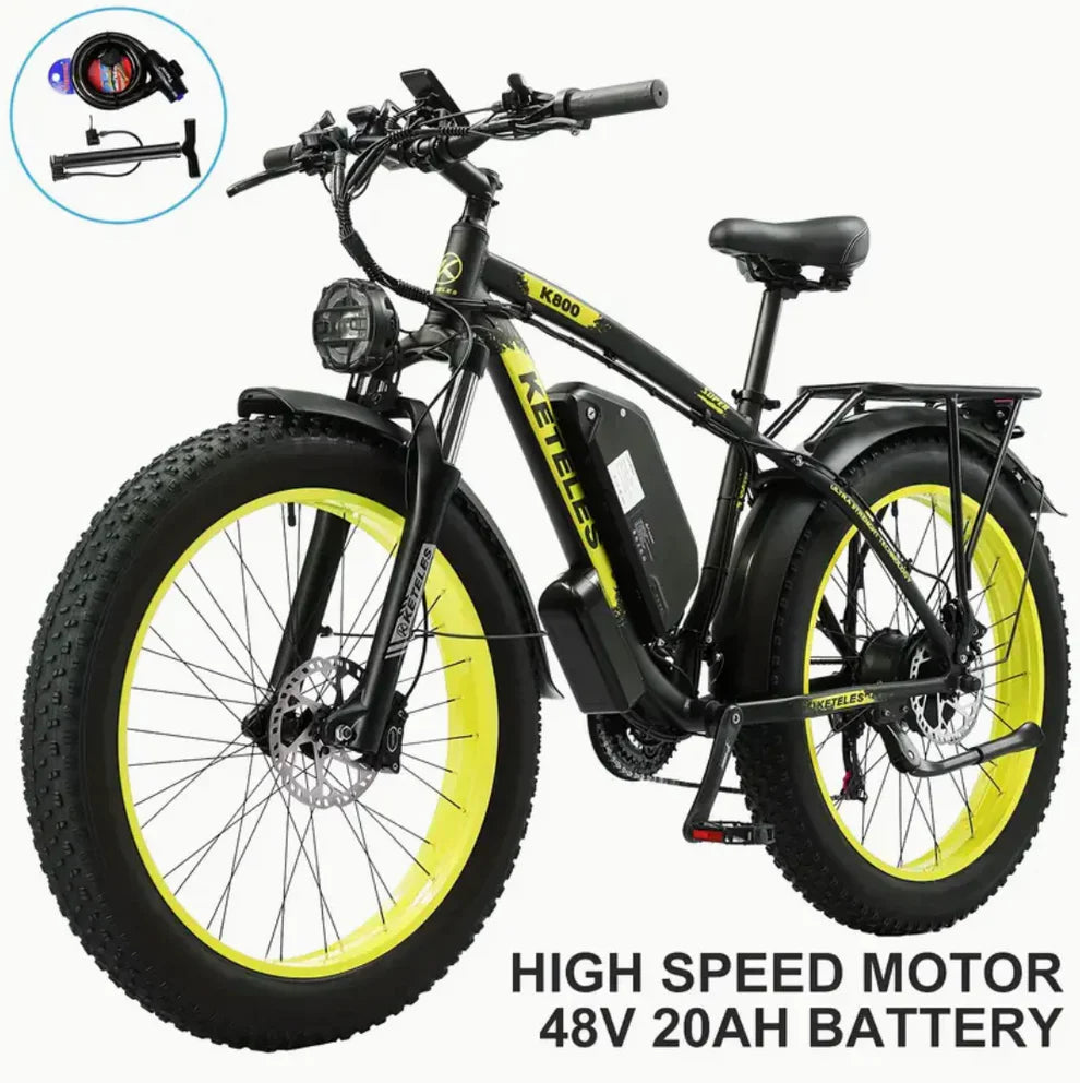RIDZOX 26” Dual-Motor Fat Tire E-Bike