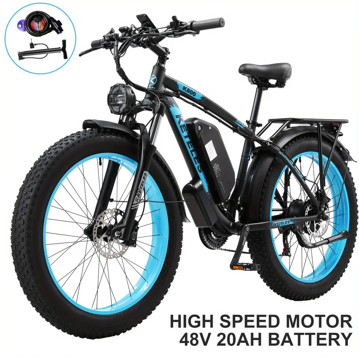 RIDZOX 26” Dual-Motor Fat Tire E-Bike