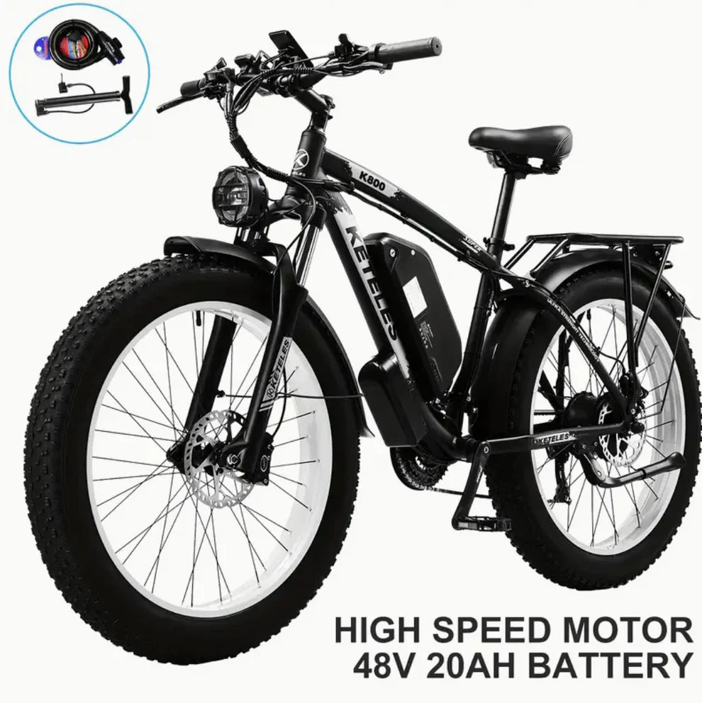 RIDZOX 26” Dual-Motor Fat Tire E-Bike